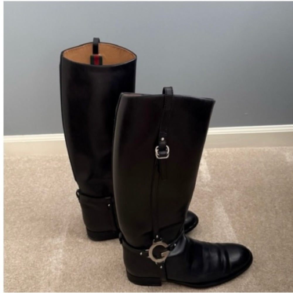 Gucci Black Leather Riding Boots